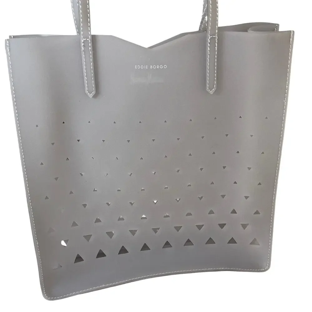 Neiman Marcus Eddie Borgo Jelly Tote Gray Laser-Cut PVC Waterproof Shoulder Bag